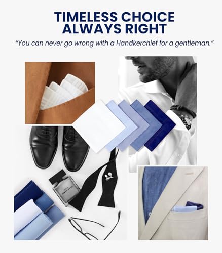Selected Hanky 100% Pure Cotton Handkerchief with Stiching Assorted Color for Father's Day Gift - Thumbnail 4
