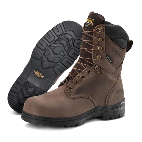 Carolina Boots Surveyor 8' Soft Toe Insulated Waterproof Work Boot for Men, Durable Leather, Slip-Resistant Sole, Brown - 11.5 EE
