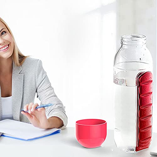 XWU Caixa de comprimidos, combinação de caixa de armazenamento de medicamentos diários 2 em 1 e garr