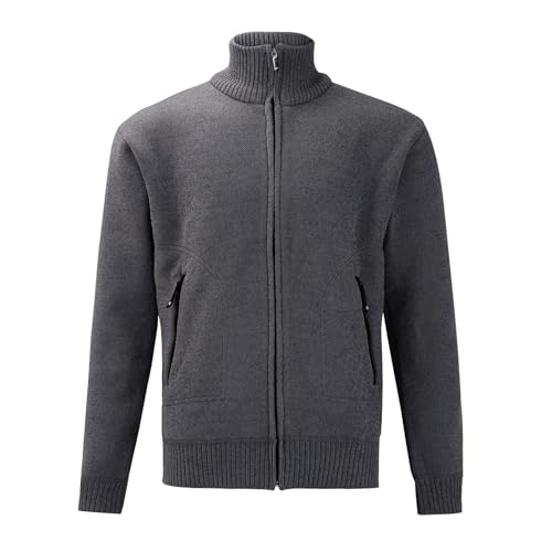 Pull en tricot côtelé pour homme avec fermeture éclair veste manches longues