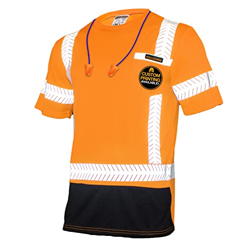 KwikSafety - Charlotte, NC - Mechanic Short Sleeve Safety Shirt - Black Panel - Class 2 ANSI OSHA High Visibility Reflective Gear/Orange XL
