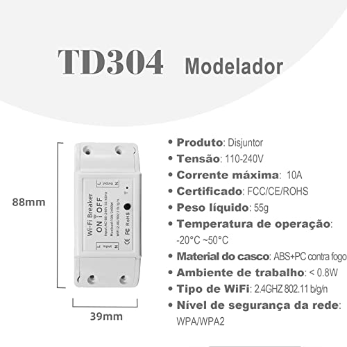 Interruptor Inteligente WiFi, Interruptor Smart Sem Fio Doméstico Multifuncional, Controle Remoto de