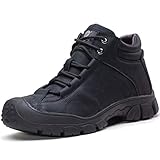  Zapatillas de Seguridad Hombre Invierno Mujer Fur Forro Cálidas Botas Zapatos de Trabajo Antideslizante Negro 36