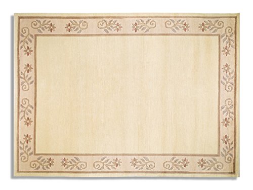 TITANIA SUPERB echter original handgeknüpfter Nepal Teppich in creme, Größe: 90x160 cm