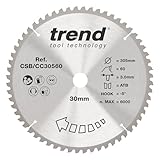 Trend Wood Mitre Saw Blade, 305mm Diameter, 30mm Bore, 60 Teeth, 3mm Kerf, -5° Hook, TCT, Fine Finish, CSB/CC30560