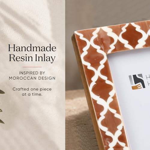 Image of Handicrafts Home Brown & White Vintage Photo Frames for Wall or Tabletop Display, 4x6 Picture Frame Set of 2,Boho Farmhouse Gallery Wall Frame Set, Artisan Handmade Home Decor, Handmade Moroccan Frame