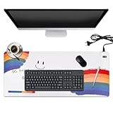 TAVADA Beheizte Schreibtischunterlage, 80x33cm Wasserdicht PU Leder Beheizte Mauspad mit 5 Heizstufen & 3 Stunden Automatischer Abschaltung für PC/Laptop/Zuhause/Büro