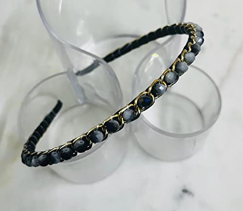 Image of Sleek Chain with Bluish Grey Plastic Fancy Party Wedding Hairband For Girls and Women |Embellished hairband |Hair accessories for women stylish