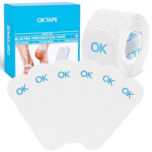 OK TAPE Pre-Cut Blister Bandages for feet | Blister Prevention Tape for Feet, Fingers, Toes | 1.2in...