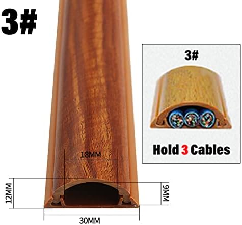 Walnut Color Cord Cover - Half Round Cable Concealer & Wire Hider Management Kit for Floor & Wall, Ideal for Bedroom & Office, Self-Adhesive, Stores Up to 3 Cables