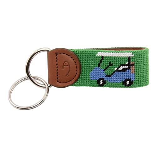 Image of Leather Hand-Stitched Needlepoint Key Fob or Key Chain