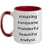 Amazing Awesome Wonderful Beautiful Analyst. Two Tone 11oz Mug, Analyst Present From Colleagues, Sarcastic Cup For Coworkers, Analytical, Analytical thinker, Problem solver, Critical thinking,