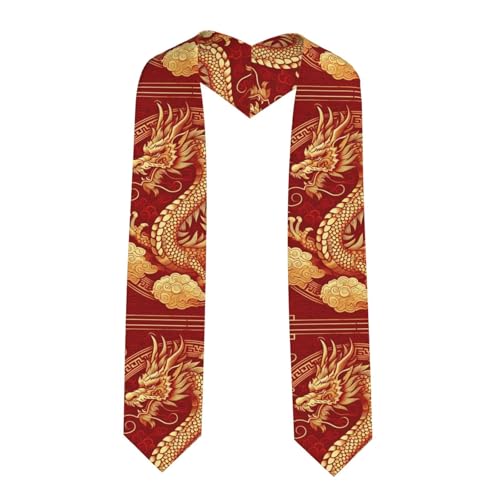 Augenstern Unisex Pointed Graduation Stoles Asian-Dragon-Fire-Golden Fashion Graduation Sash