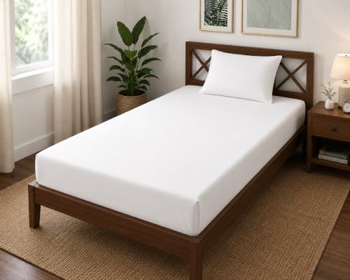 Image of Blue Strip Polycotton Bedsheet, Single 60x90 (Pure White)