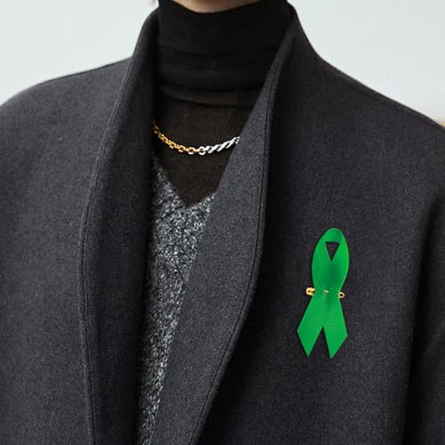 Image of Curvier 200PCS Green Satin Ribbons for Mental Health Awareness Ribbon Lapel Pins