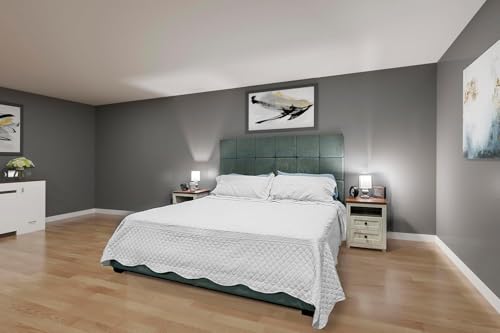Grandeur Panel Systems Handmade Upholstered Headboard Panels | Peel and Stick Wall Panels | DIY Headboard Panels for Twin, Full, Queen, & King | (Ocean) (4 Piece)