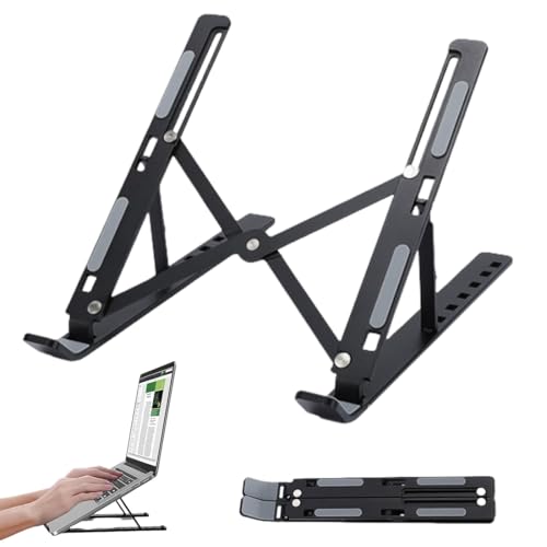 JUGUTA Store Soporte Portátil, 8 Ángulos Ajustable Ventilado Elevador Portátil, Laptop Stand Con Plástico Abs, Silicona Antideslizante, Para Portátiles, Tableta, Teléfono, (10-15,6 ")