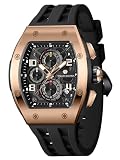 TSAR BOMBA Reloj para Hombre Reloj de Hombres Resistente al Agua Relojes de Pulsera para Hombre Correa Negra Caja de Acero Inoxidable Dorado Rosa Cronógrafo Movimiento de Cuarzo Regalo