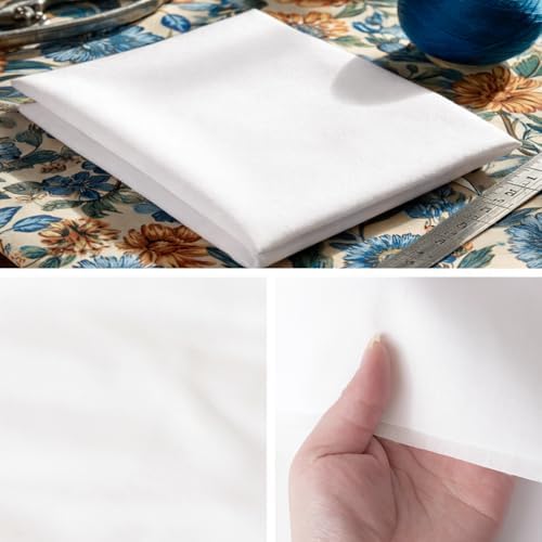 JOSNAAN 59” Wide White Fabric by The Yard, Premium Cotton Blend Cloth, Lightweight, Durable, Wrinkle-Resistant, for Cloth, Decor and DIY (White, 1 Yard) - 2