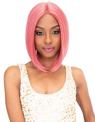Janet Collection Human Hair Blend Color Me 6 inch Deep Center Part CUTE Lace Front Wig (PT ROSE GOLD)
