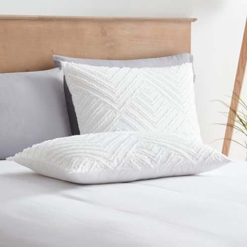 Image of Boho Duvet Cover Twin - Boho Bedding White Duvet Cover, 2 Piece Textured Duvet Cover Set, Double Brushed Twin Duvet Cover with Zipper Closure, 1 Duvet Set 68x90 inches and 1 Pillow Sham
