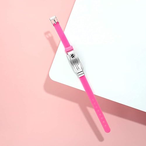 Miniatura 3 de Ashleymade Pulsera personalizada de silicona médica pulsera deportiva de identificación de emergencia para hombres, mujeres y niños, grabado
