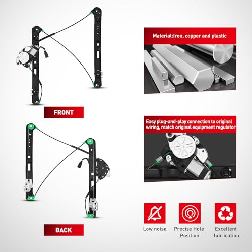 Image of Nilight 741-485 Power Window Regulator /Motor Front Passenger Side Compatible with BMW E46 325i 328i 330i 1999 2000 2001 2002 2003 2004 2005 Sedan