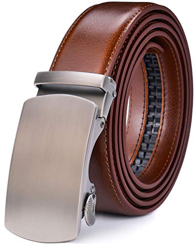Image of Beltox Men Leather Belt w Slide Ratchet Interchangeable Buckle