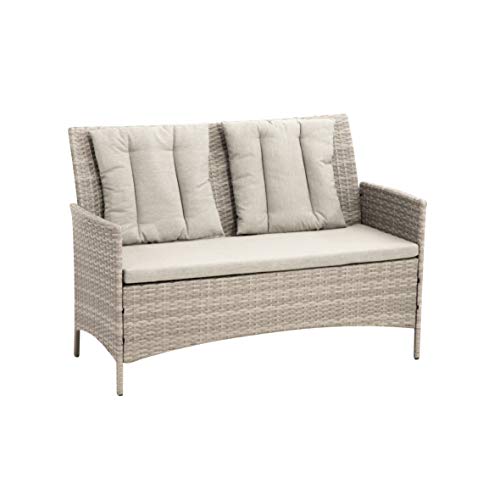greemotion Lounge-Set Wien, Gartenmöbel-Set aus Polyrattan, inklusive Kissen, Grau, Mittel – Bild 5