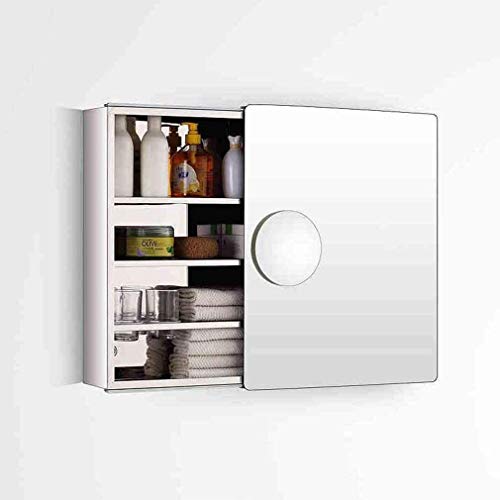 Gabinete de joyería con cerradura Armario con espejo Montado en la pared Organizador de almacenamiento de joyas para ahorrar espacio Gabinete con espejo de baño de acero inoxidable Puerta corrediza