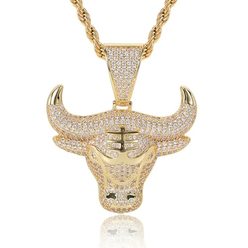 JPXXFM Collana Ciondolo Uomo Catena di Donne Gioielli Hip Hop Ice Testa a Sospensione Collana per Uomini Donne Glamour Glamour Rock Rap Rap