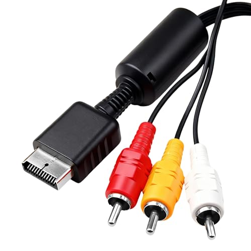 1 Pcs PS AV to RCA Cable, RCA Audio Video AV Cable, AV to RCA Cable Composite lead Audio HD Video TV Cord, AV Audio Video Composite Cable Cord For Sony Playstation PS1 PS2 PS3 Color (Black 1.8m)