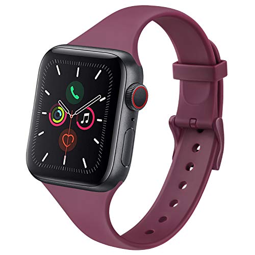 Armband kompatibel mit Apple Watch, 38 mm, 42 mm, 40 mm, 44 mm, dünn, TPU, kompatibel mit iWatch Serie 5 4 3 2 1 (rot, 38/40 mm M/L)