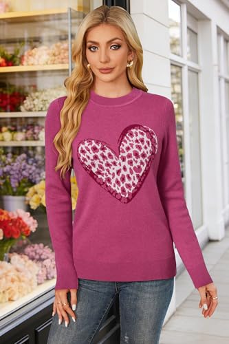 Image of Arach&Cloz Women's Wool Blend Classic Crew Neck Casual Fall Sweaters