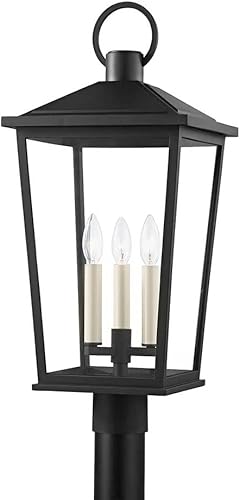 Miniatura 4 de Troy Lighting P8921-TBK Soren - Soporte de poste para exteriores de 3 luces en estilo transicional, 25 pulgadas de alto y 11 pulgadas de ancho,