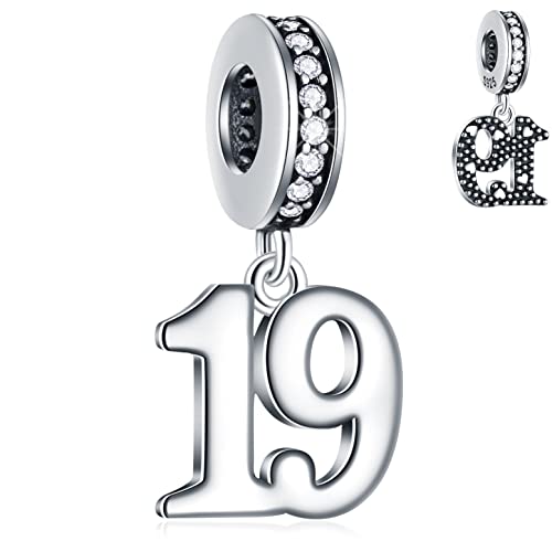 GLOWDAS 10 to 25 28 30 31 33 35 36 40 45 50 55 60 65 70 75 80 Birthday Charms, fits European Anniversary Bracelet/Necklace, 925 Sterling Silver Number Pendant Beads, Gifts for Lover/Family/Friends