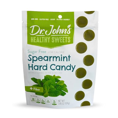 Dr. John’s Healthy Sweets Sugar Free Spearmint Hard Candy – Keto Friendly, Vegan, Gluten Free, Tooth-Friendly Xylitol & Erythritol Mint Candy, Individually Wrapped Hard Mints – 3.85 oz