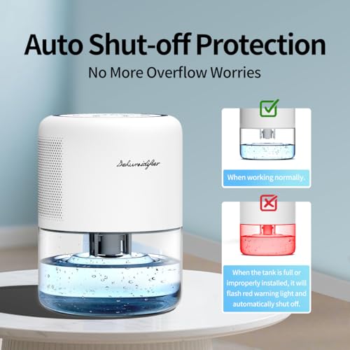 Image of 44oz(1.3L) Small Dehumidifier for Home Auto-Off Quiet Portable Dehumidifier with 3 Modes 10 Color Lights 4 Timer Settings for Bedroom Bathroom Closet (215 sq.ft)