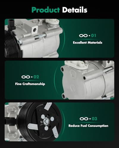 Image of SCITOO AC Compressor for Ford for E-350 Super Duty 6.0L 2008-2010 | Fast Cooling, Ultra Low Noise (≤72 dB)Air Conditioner Compressor with Clutch, Easy Installation, 8C2Z19703AA 8C2Z19703CA