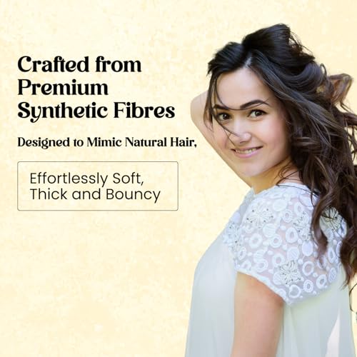 Image of KIS Synthetic Curly Hair Extensions with 4 Clip-in for Women, Natural Brown | 20 Inches, Natural, Soft Heat Resistant Hair, Thick Washable Reusable, Artificial Hair Clip on Extension for Bridal, Wedding