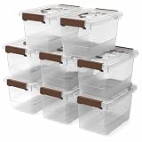 YYXB 8 Pack Plastic Storage Latch Bins, 4 Quart Clear Plastic Handle Box with Lids and Handle, Multi-Purpose