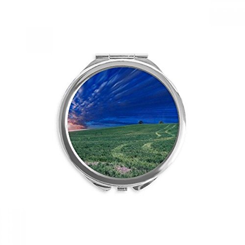 Miroir rond maquillage de poche ciel bleu vert pour retouches quotidiennes