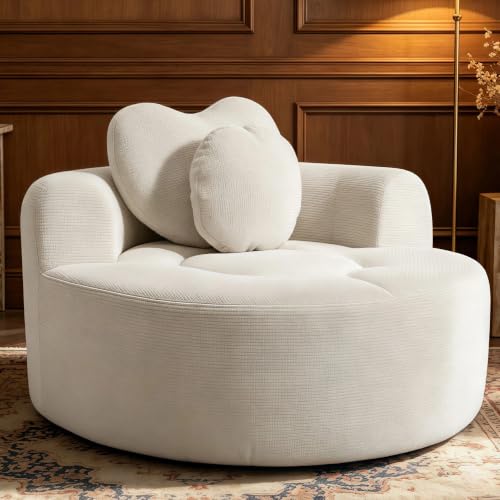 Arouseden 54" Beige Oversized Round Sofa Chair