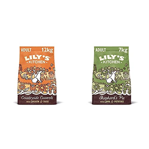 Image of Lily's Kitchen Chicken & Duck Countryside Casserole Natural Grain Free Complete Adult Dry Dog Food (12 kg) & Lamb Shepherd's Pie - Grain Free Adult Dry Dog Food (7 kg)
