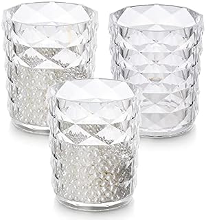 Make Up Brush Holder Clear,Forreen 3 Pieces Cosmetic Brush Storage Crystal Round Large Capacity Multifunctional Eyeliners Display Holder for Home Office Bathroom School