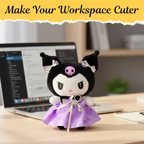 Image of Tickles Cute Anime Doll Soft Stuffed Plush Cartoon Character Toy for Kids Boys & Girls Birthday Gift (Color: Purple & Black Size: 25 cm)