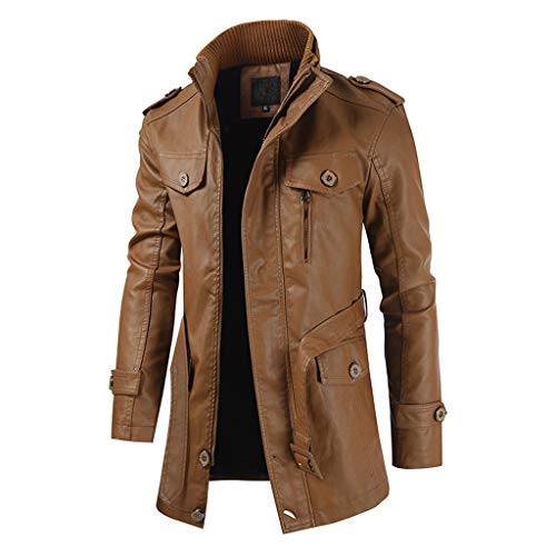 Rabbiter Chaqueta de Cuero para Hombre - Cafe Racer Faux Lambskin Leather...