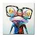 SEVEN WALL ARTS - Modern Animal Painting Arts 100% Hand-Painted Oil Painting Happy Frog with Glasses Artworks on Canvas Contemporary Artwork for Bedroom Living Room 32 x 32 Inch