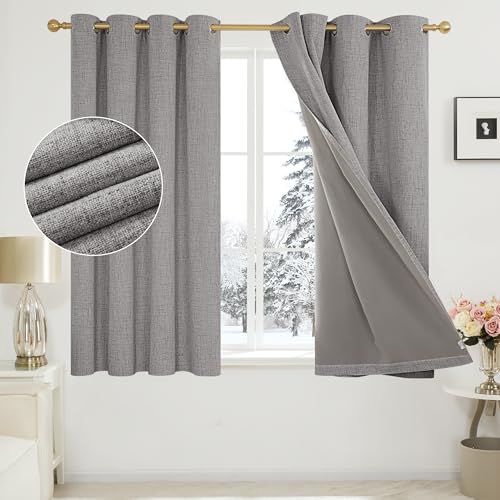 Deconovo Grey Total Blackout Curtains with Coating