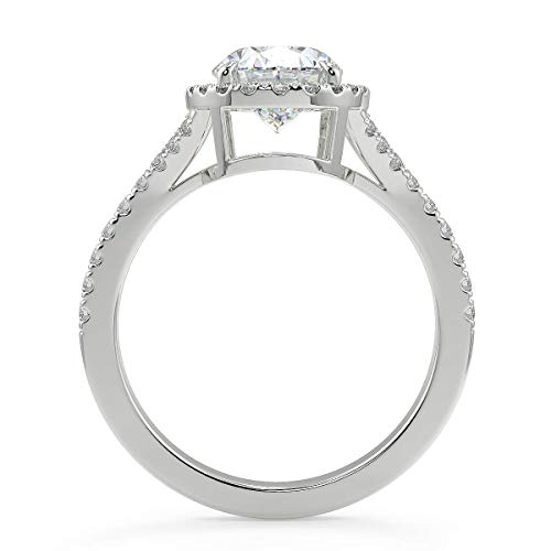 San Moissan Moissanite Ring, Total 2.5Ct Def Color Vvs1 Clarity Oval Cut 18K White Gold Plated Sterling Silver Wedding/Promise Anniversary Engagement Ring For Women, Elegant Gift Packed #TOP2
